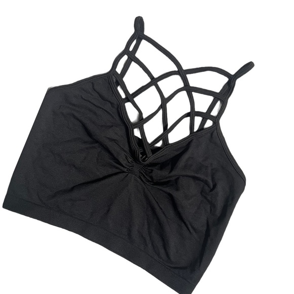 NWOT SUZETTE COLLECTION BLACK SPIDER CAGE BRALETTE / CROPPED TOP - Picture 2 of 6